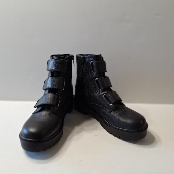 Steve Madden Black Leather Wayne Grunge Goth Gorpcore Lug Sole Moto Boots Size 8 - Picture 11 of 15